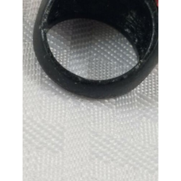 NWT! Mens Chuns Fashions Black Ring Red Stones Rhinestones Size 7 Bling Jewelry - Picture 4 of 7